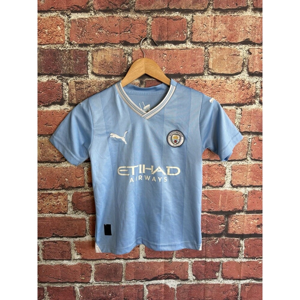 Kids Puma Manchester City Haaland 9 Soccer Jersey Sky Blue Size 24 2023-24 Home